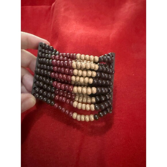 Chunky Wood Bead Stretch Bracelet Earthy Boho Wood Nymph Quirky Lightweight - Picture 2 of 8